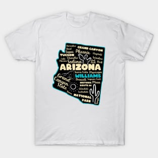 Arizona Williams map arizona state usa arizona tourism Williams tourism T-Shirt